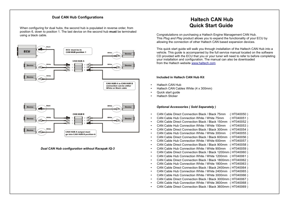 Haltech can hub quick start guide | Haltech PLATINUM Series Haltech CAN Hub (HT059990) User Manual | Page 10 / 12
