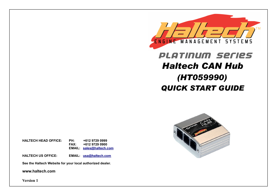 Platinum series, Haltech can hub, Quick start guide | Haltech PLATINUM Series Haltech CAN Hub (HT059990) User Manual | Page 12 / 12