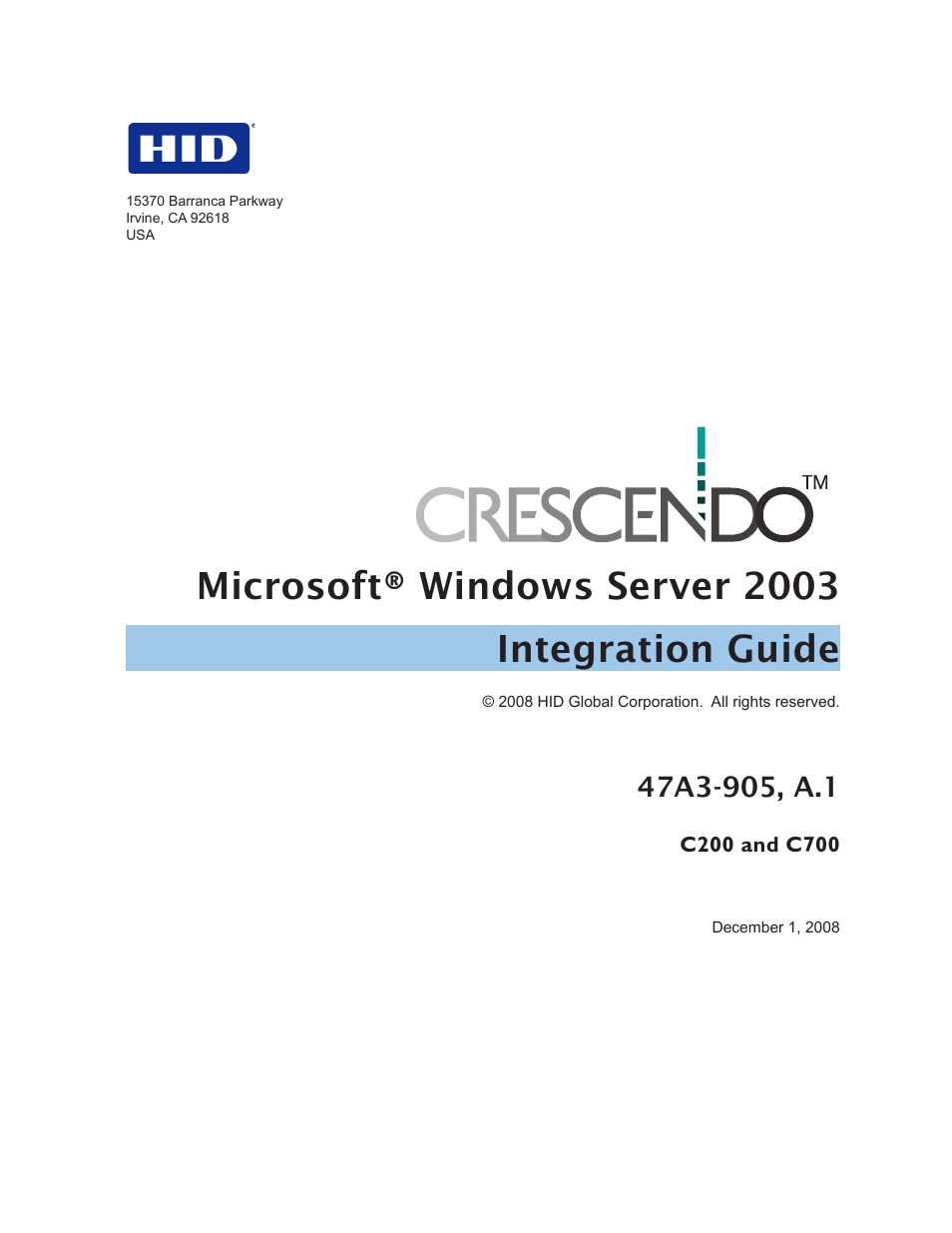 HID Crescendo Integration User Manual | 54 pages