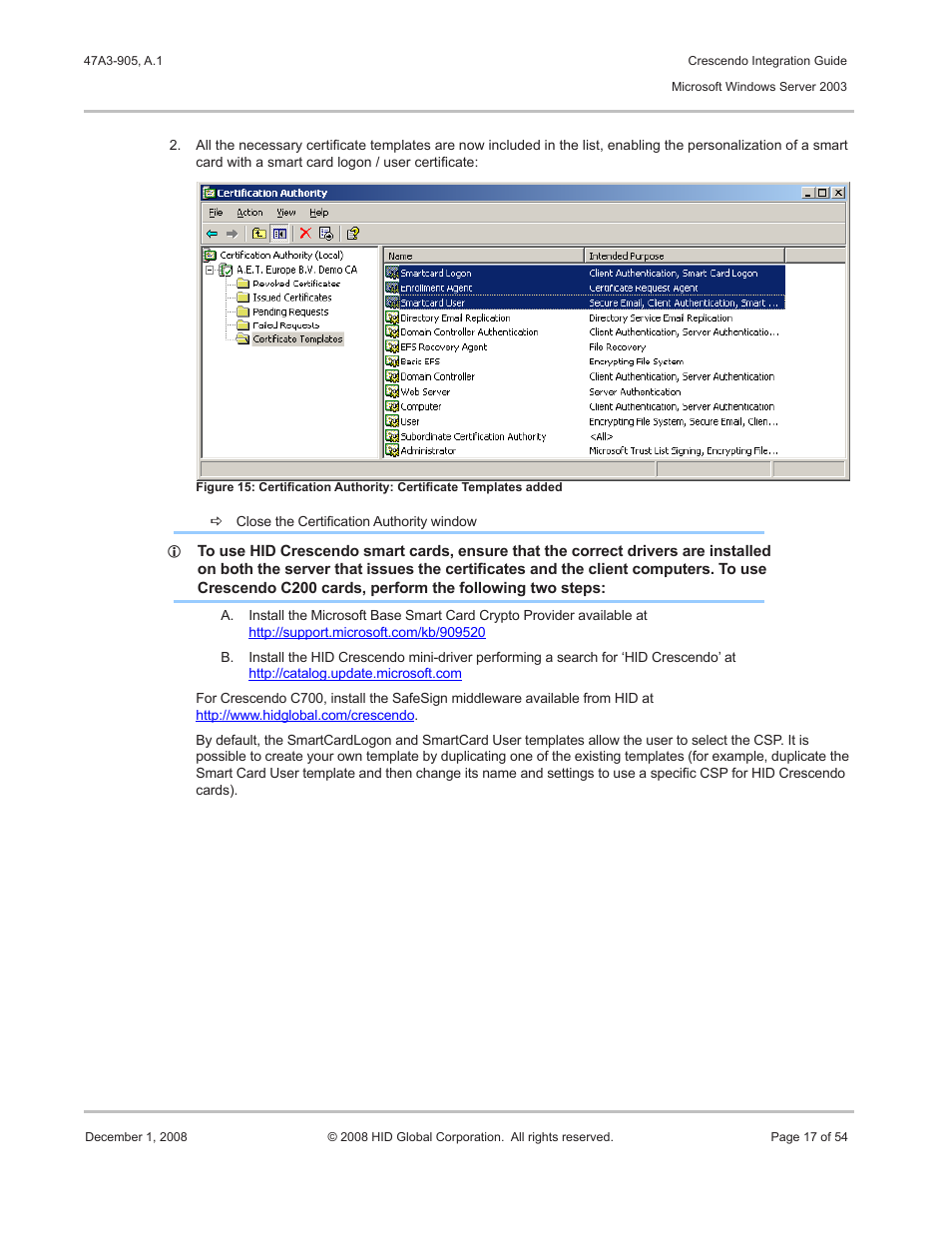 HID Crescendo Integration User Manual | Page 17 / 54