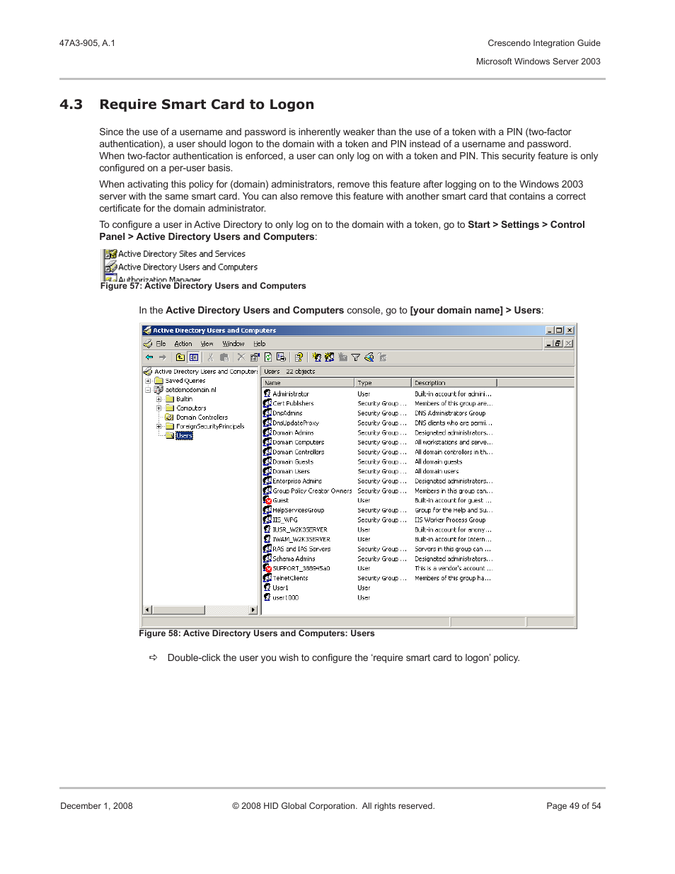 3 require smart card to logon, Require smart card to logon, Require smart card to logon 4.3 | HID Crescendo Integration User Manual | Page 49 / 54