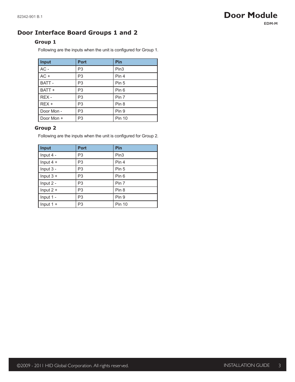 Door interface board groups 1 & 2, Door module, Door interface board groups 1 and 2 | HID EDGE EVO Hi-O Interface Door Module Installation Guide User Manual | Page 3 / 4