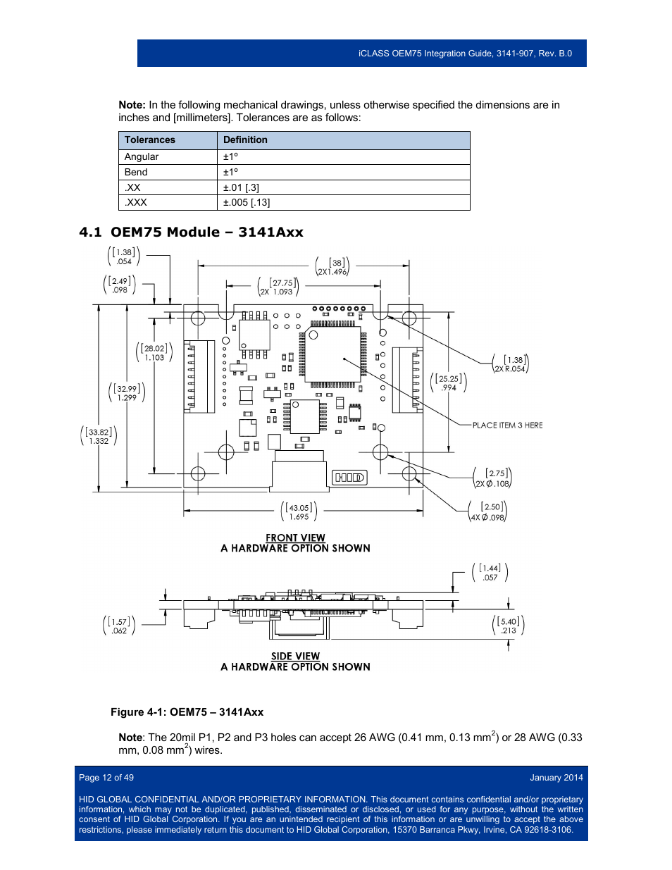 1 oem75 module – 3141axx, Oem75 module – 3141axx | HID Hi-O iCLASS Installation Guide User Manual | Page 12 / 49