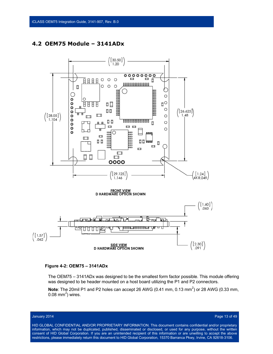 2 oem75 module – 3141adx, Oem75 module – 3141adx | HID Hi-O iCLASS Installation Guide User Manual | Page 13 / 49