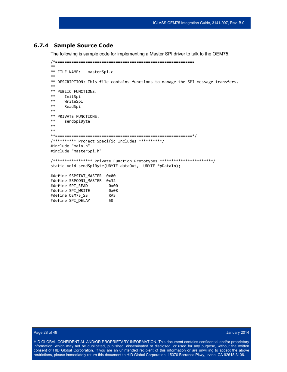 4 sample source code, Sample source code | HID Hi-O iCLASS Installation Guide User Manual | Page 28 / 49