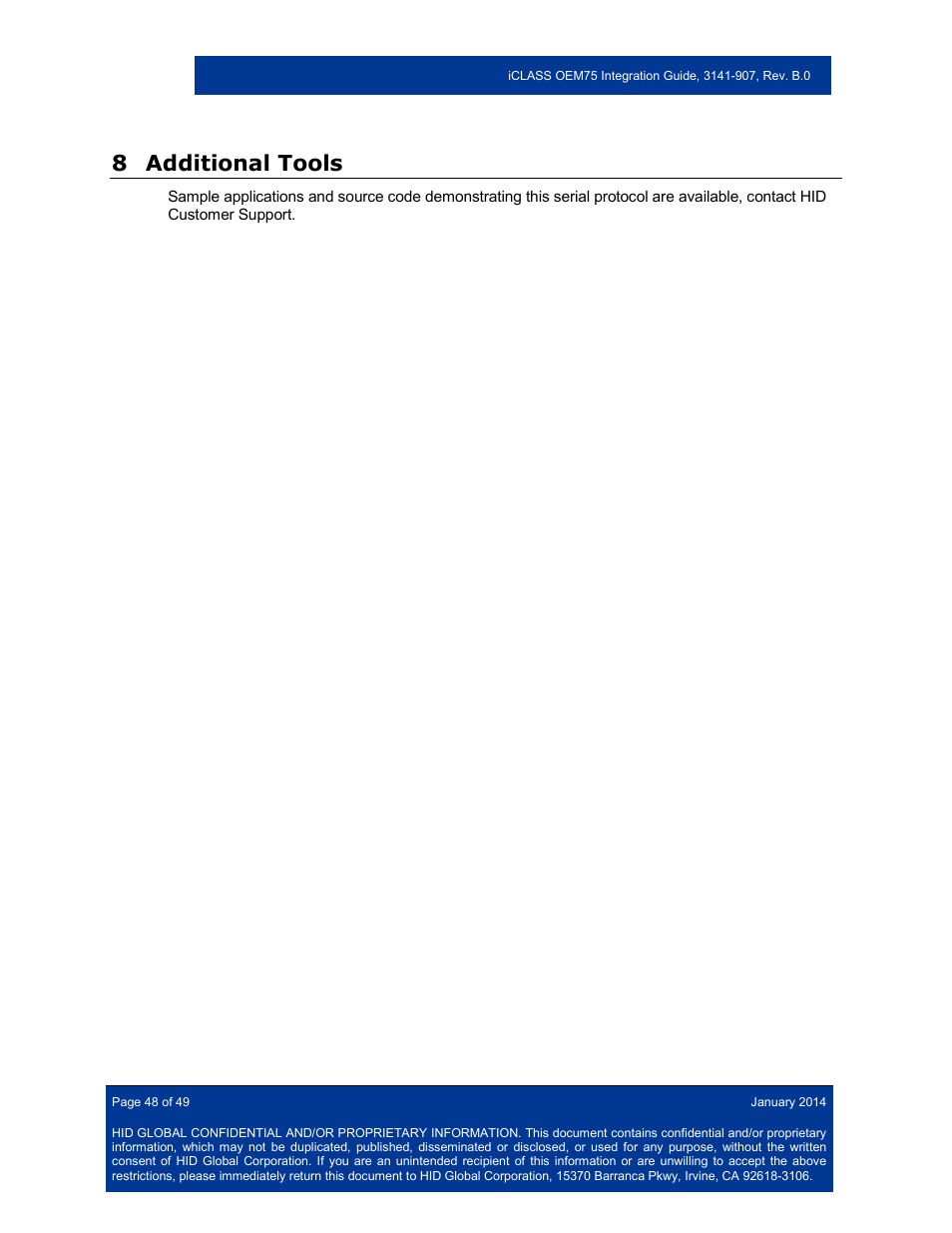 8 additional tools, Additional tools | HID Hi-O iCLASS Installation Guide User Manual | Page 48 / 49