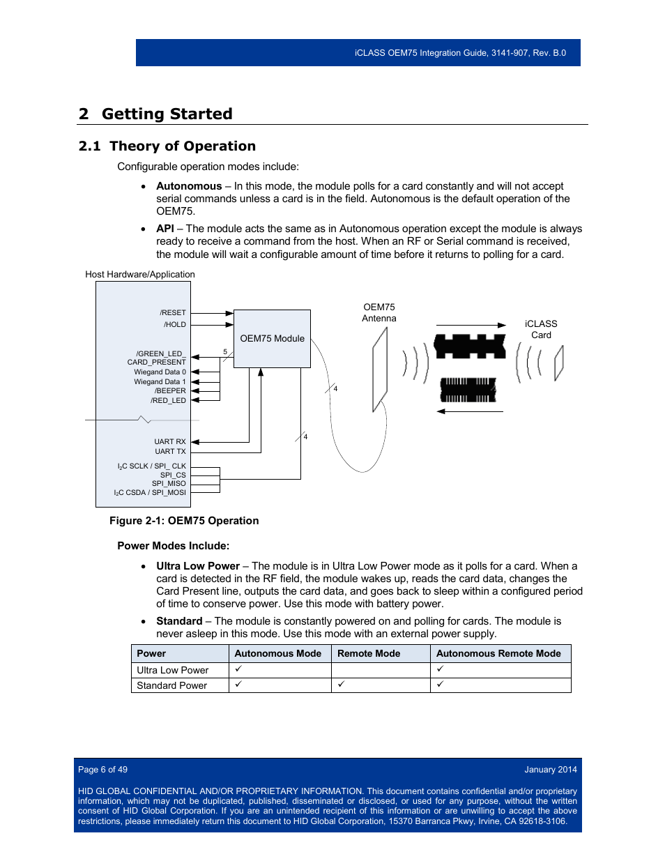 2 getting started, 1 theory of operation, Getting started | Theory of operation | HID Hi-O iCLASS Installation Guide User Manual | Page 6 / 49