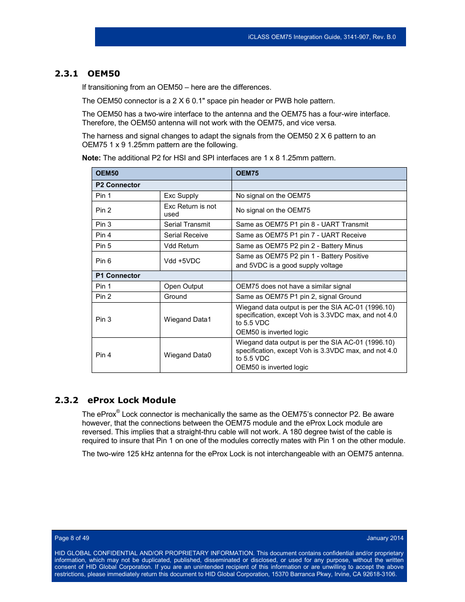 1 oem50, 2 eprox lock module, Oem50 | Eprox lock module | HID Hi-O iCLASS Installation Guide User Manual | Page 8 / 49