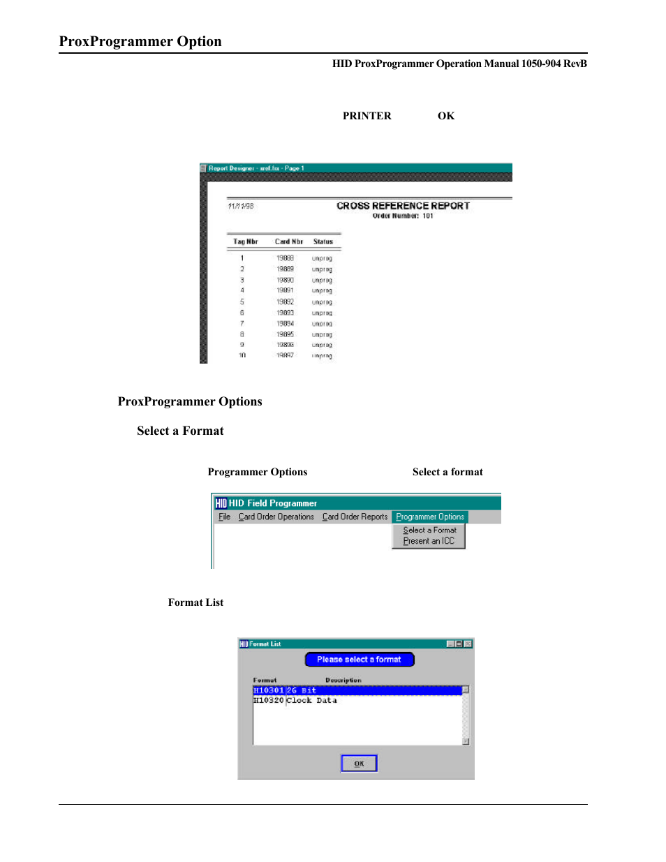 Proxprogrammer options, Proxprogrammer option | HID Prox Programmer Installation Guide User Manual | Page 19 / 21