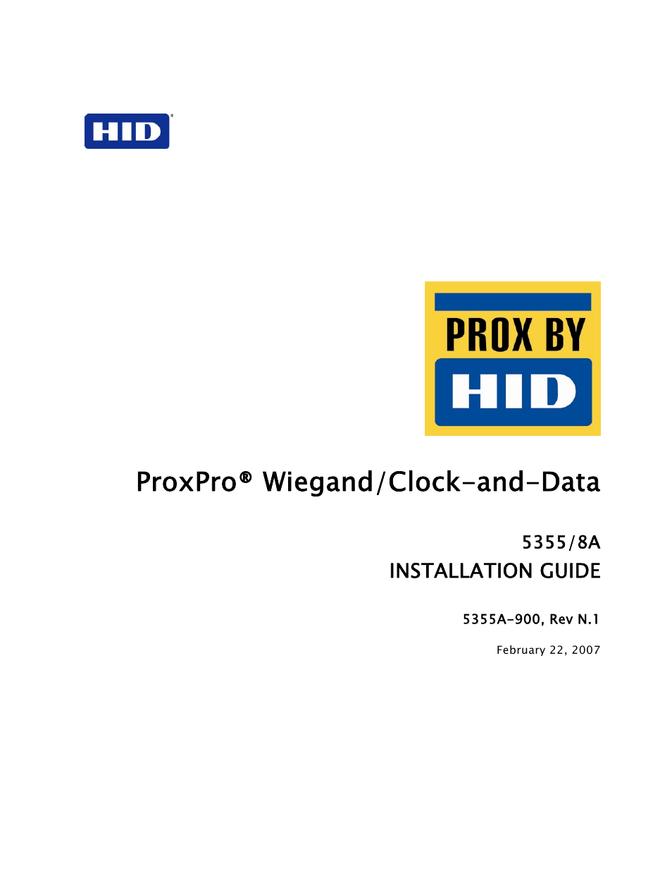 HID ProxPro Installation Guide User Manual | 14 pages