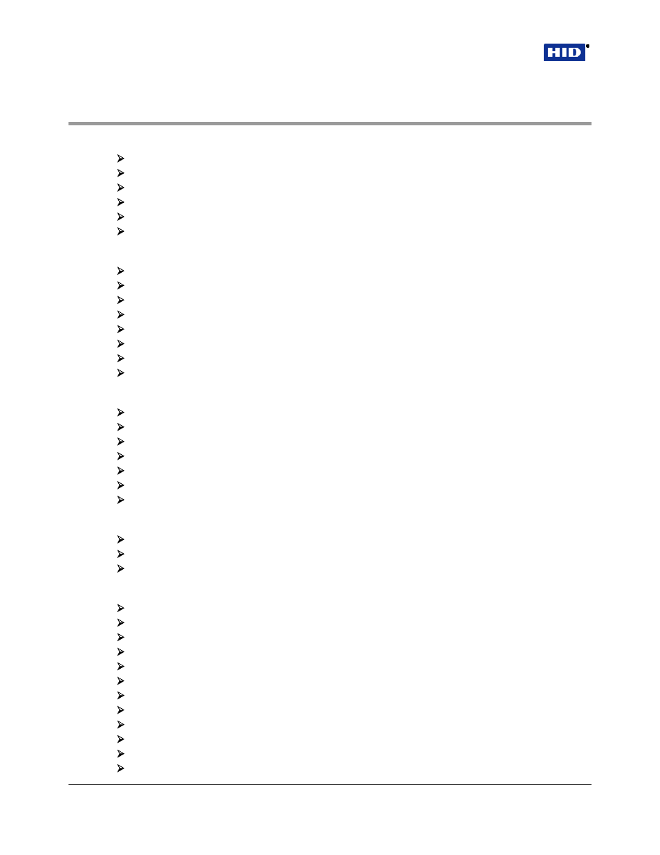 8 specifications, 1 read distance – using proxcard ii, 2 environmental characteristics | 3 power requirements, 4 option d – buffered direct connect keypad, 5 operating parameters, Specifications, Read distance - using proxcard ii, Environmental characteristics, Power requirements | HID ProxPro Installation Guide User Manual | Page 12 / 14