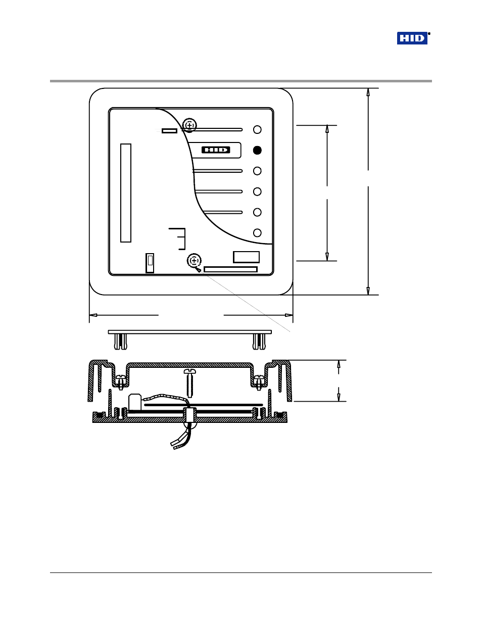 4 switch configuration, 1 switch 1-1 hardware identity, Switch configuration | Switch 1-1 hardware identity, Dimension drawing (actual size) | HID ProxPro Installation Guide User Manual | Page 6 / 14