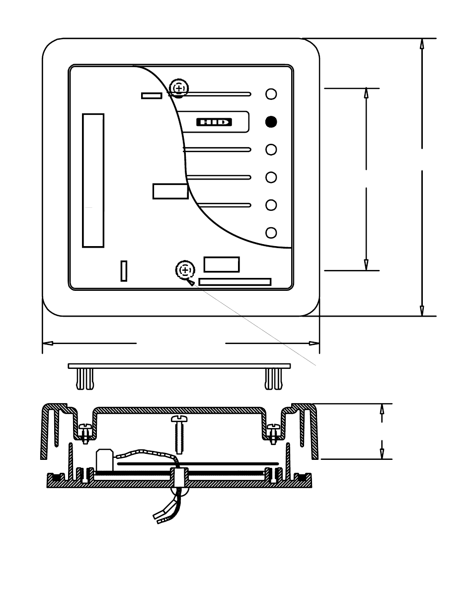 Dimension drawing (actual size) | HID Serial ProxPro Reader Installation Guide User Manual | Page 7 / 10