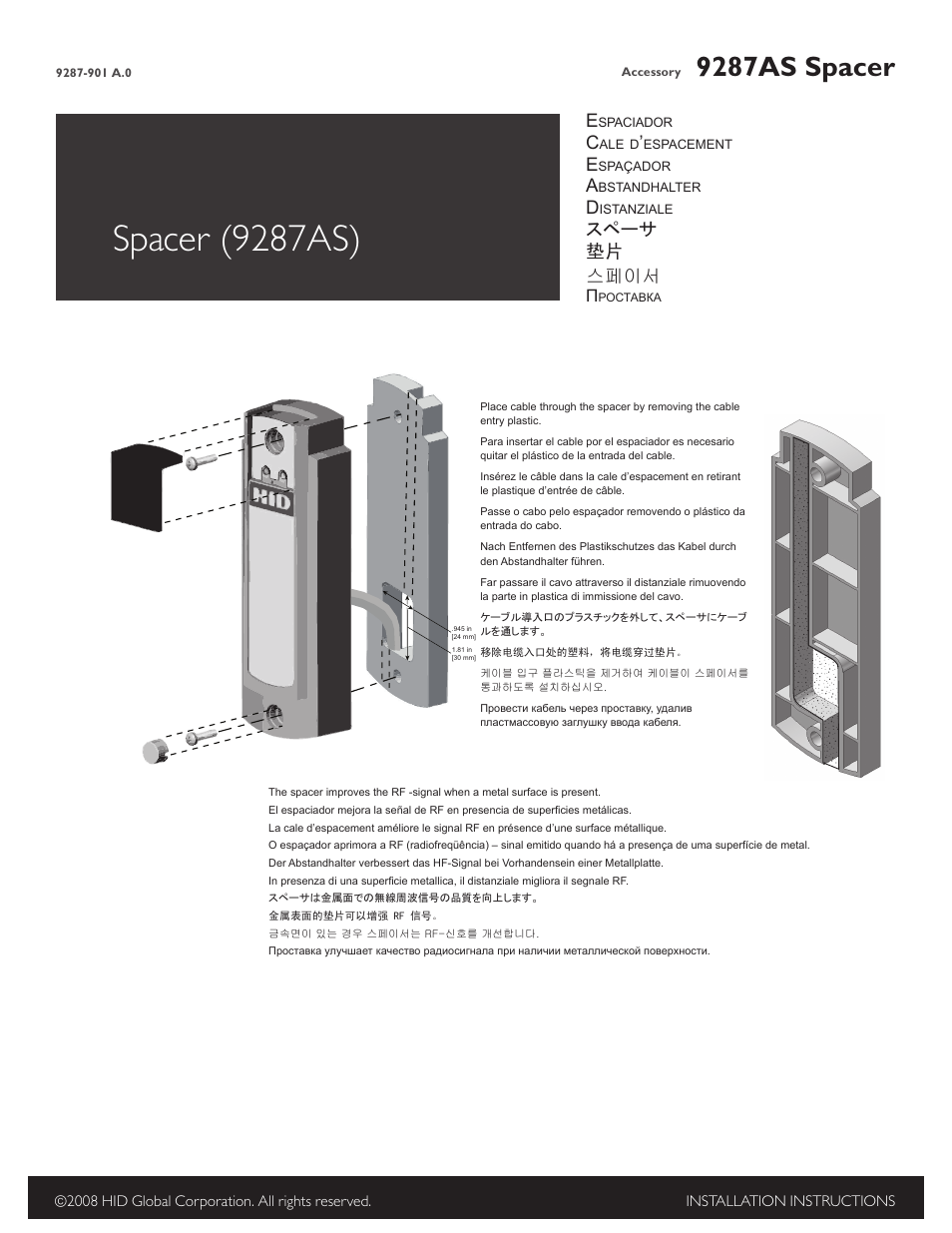 HID SmartID Spacer Installation Guide User Manual | 2 pages