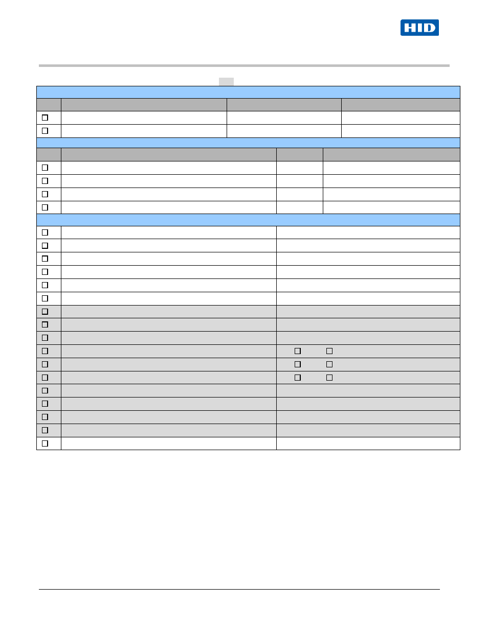 Configuration checklist - static, Configuration check list | HID VertX EVO V2000 Installation Guide User Manual | Page 16 / 18