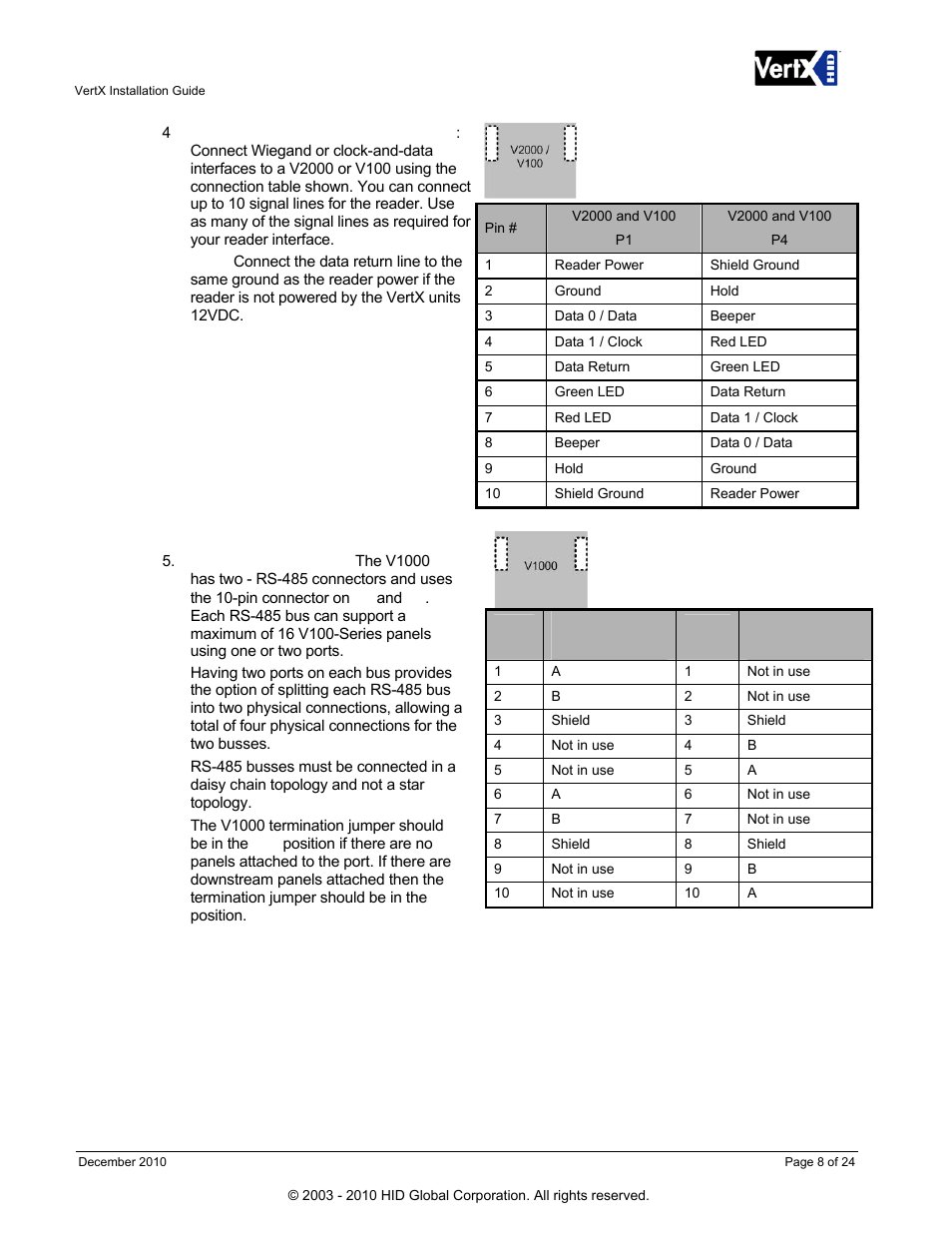 HID VertX V100, V200, V300, V1000, and V2000 Installation Guide User Manual | Page 8 / 24
