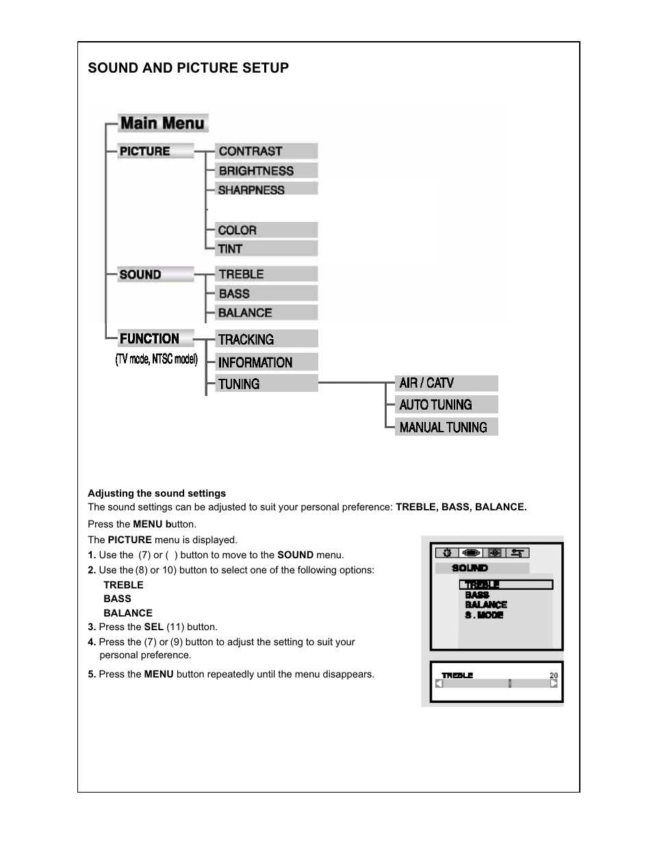 Sound and picture setup | Audiovox VOD1048 User Manual | Page 15 / 19