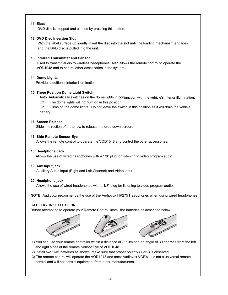 Audiovox VOD1048 User Manual | Page 5 / 19