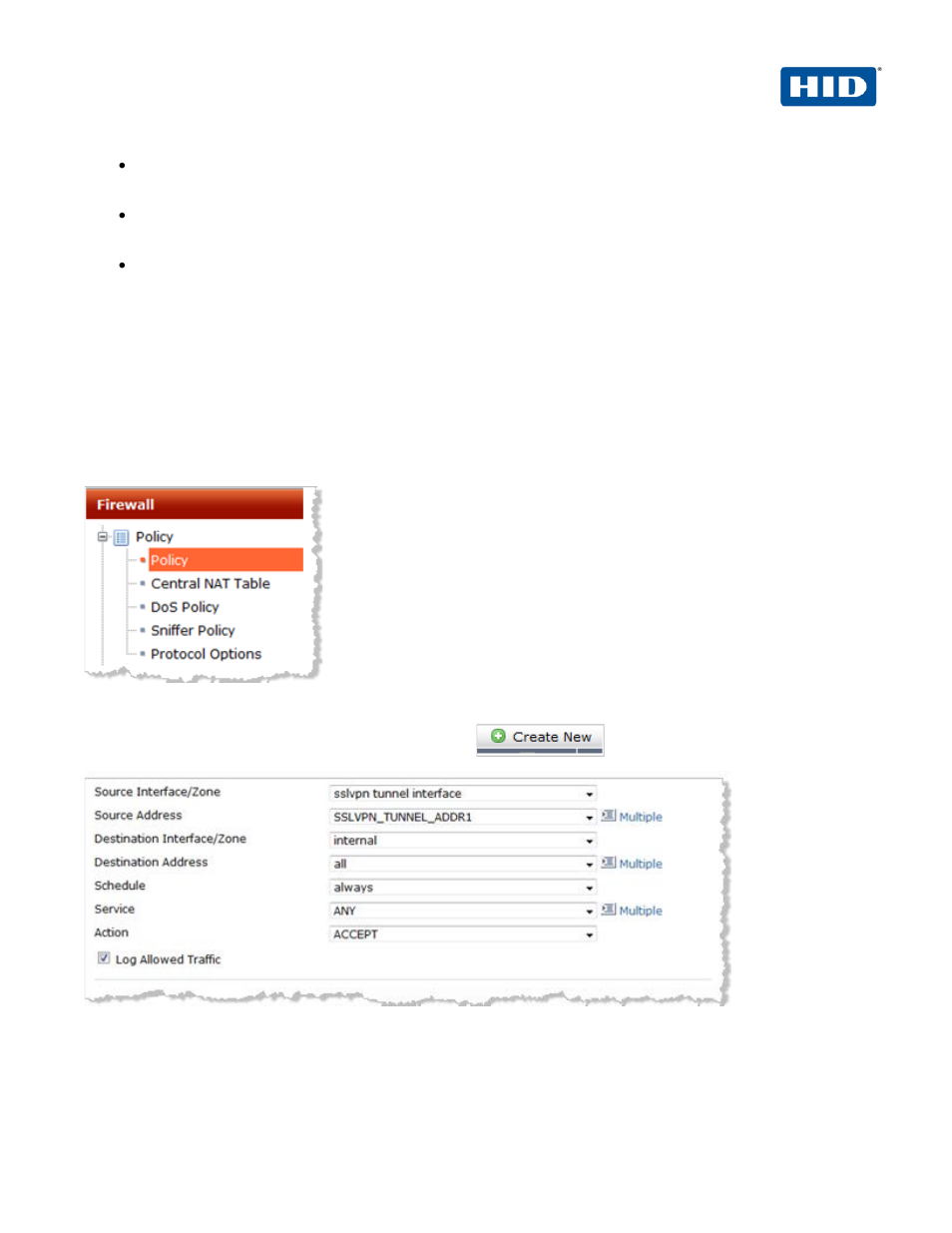 4 procedure 4: create tunnel mode security policy, Procedure 4: create tunnel mode security policy | HID ActivID AAA OOB & SSL User Manual | Page 12 / 24
