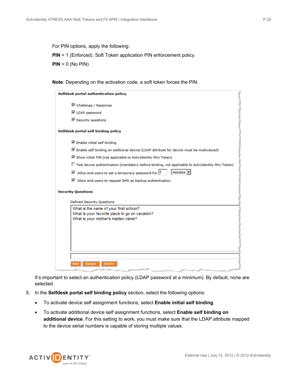 HID ActivID 4TRESS AAA Server and F5 BIG-IP User Manual | Page 25 / 29