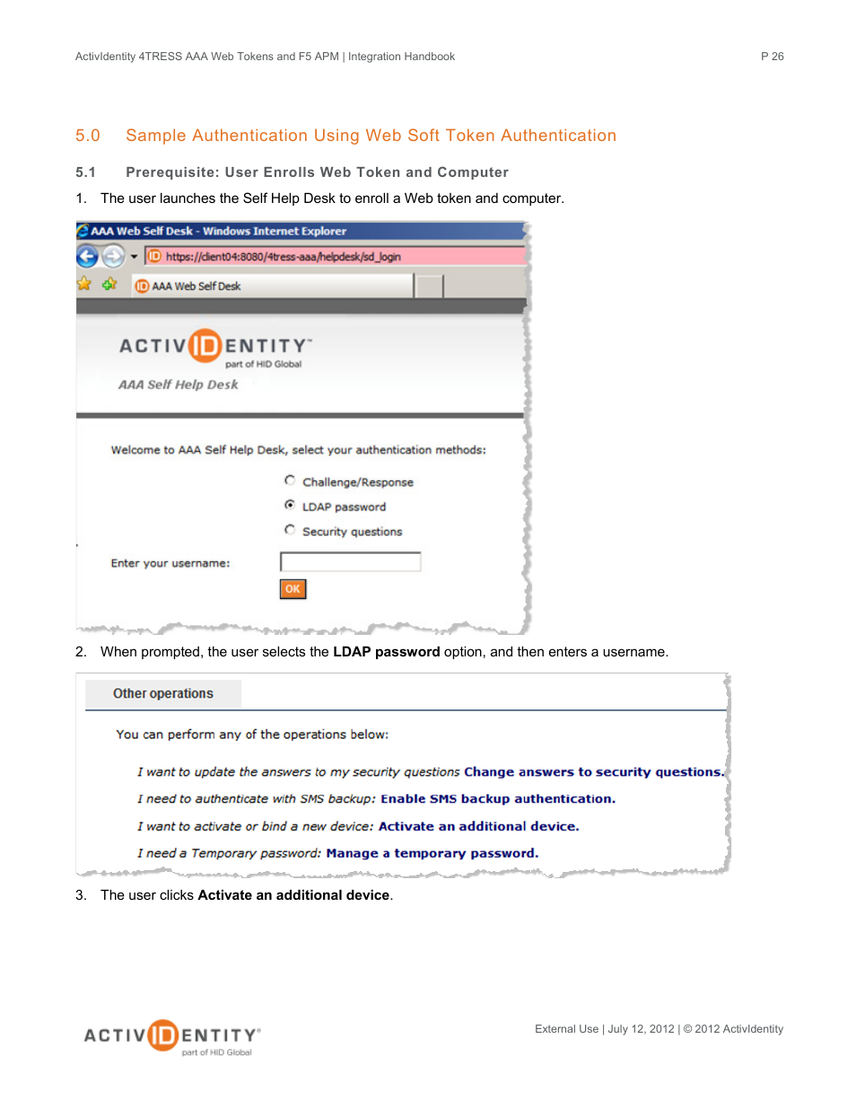 Prerequisite: user enrolls web token and computer | HID ActivID 4TRESS AAA Server and F5 BIG-IP User Manual | Page 26 / 29