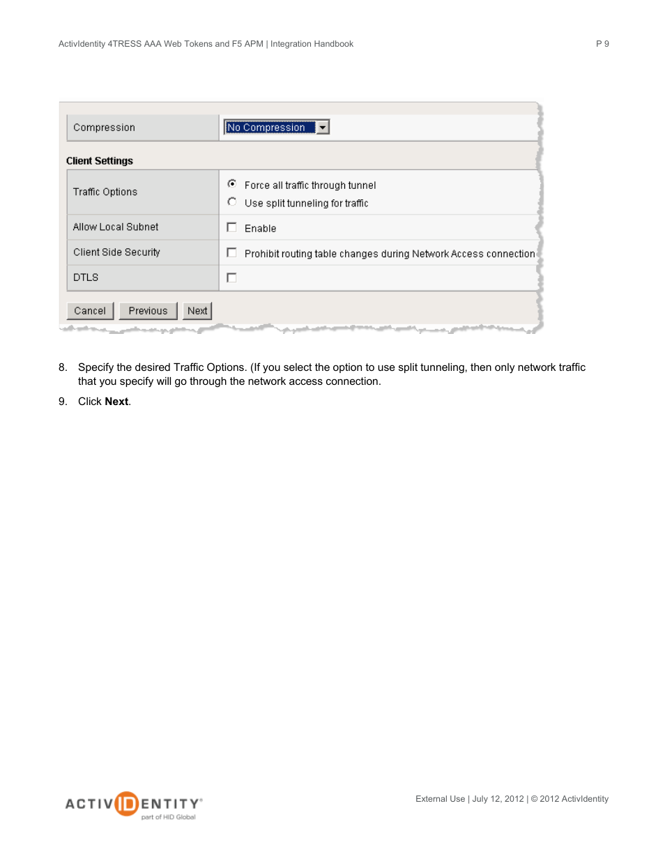 HID ActivID 4TRESS AAA Server and F5 BIG-IP User Manual | Page 9 / 29