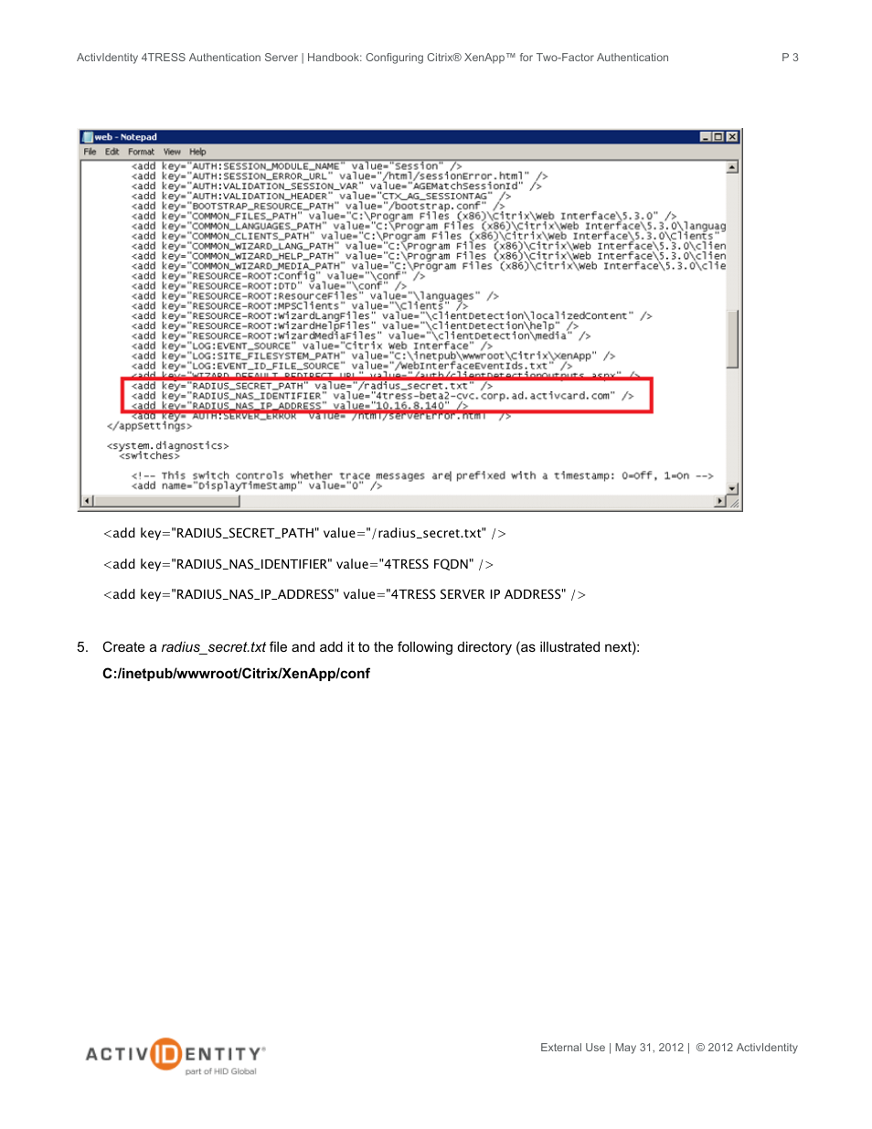 HID ActivID 4TRESS AS and Citrix XenApp User Manual | Page 3 / 10