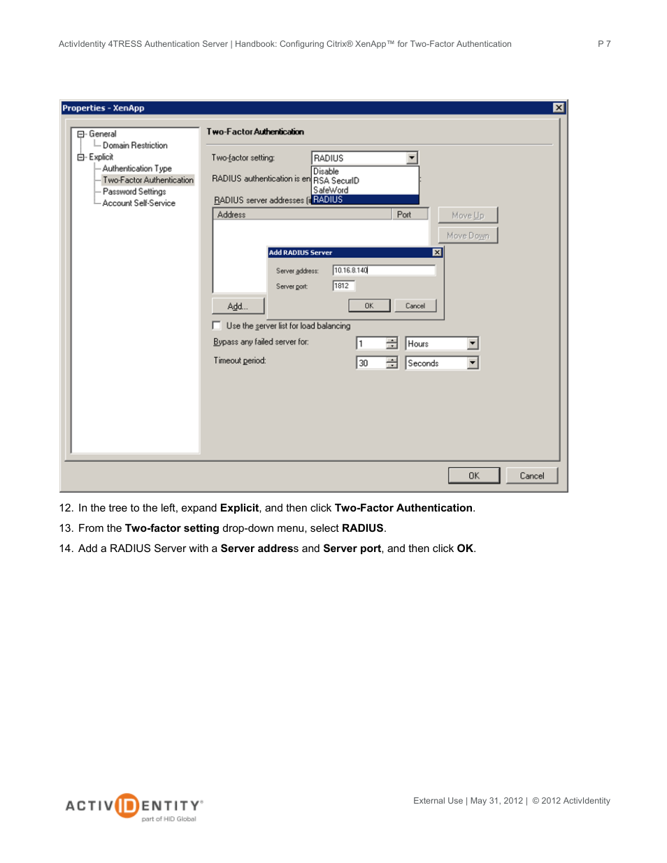 HID ActivID 4TRESS AS and Citrix XenApp User Manual | Page 7 / 10
