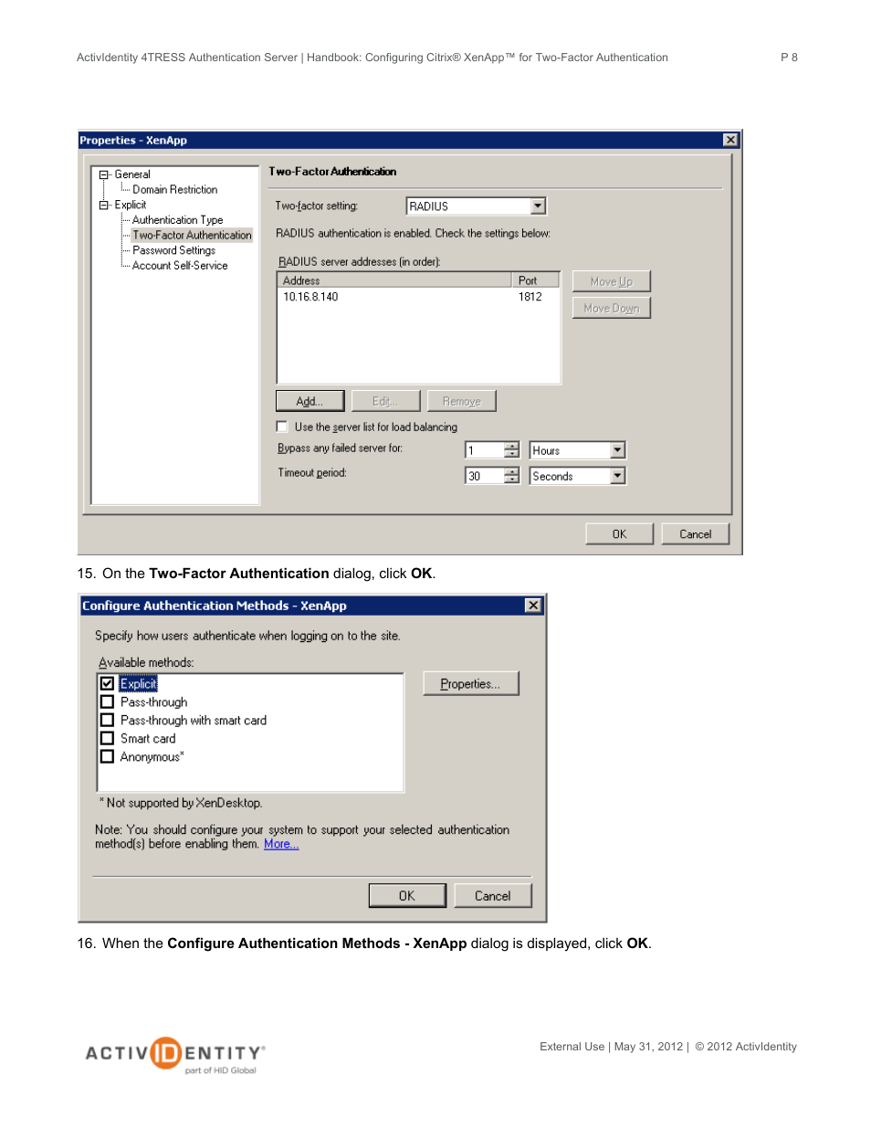 HID ActivID 4TRESS AS and Citrix XenApp User Manual | Page 8 / 10
