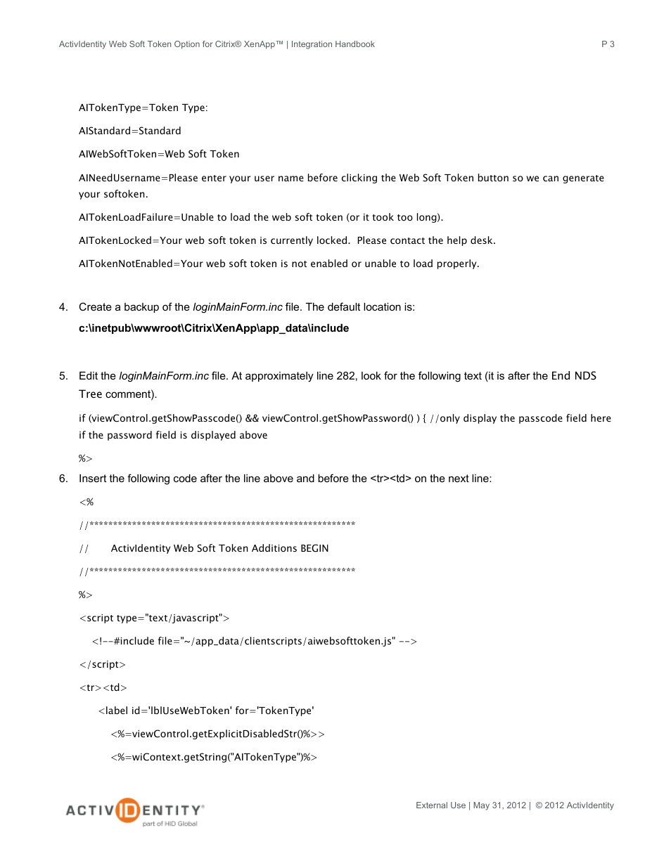 HID ActivID Web Soft Token and Citrix XenApp User Manual | Page 3 / 15