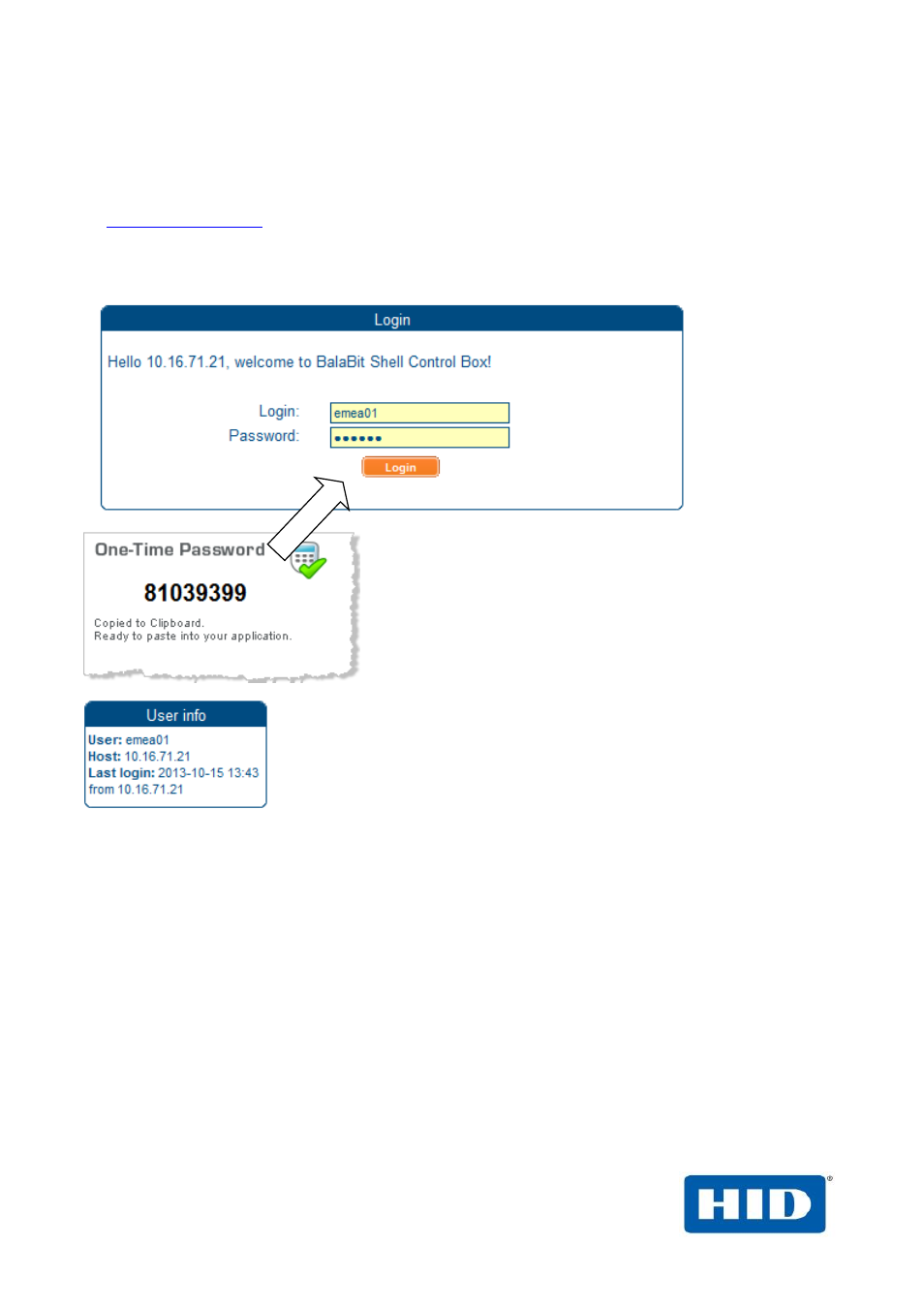 Sample authentication, 0 sample authentication | HID BalaBit and ActivID AAA User Manual | Page 11 / 12