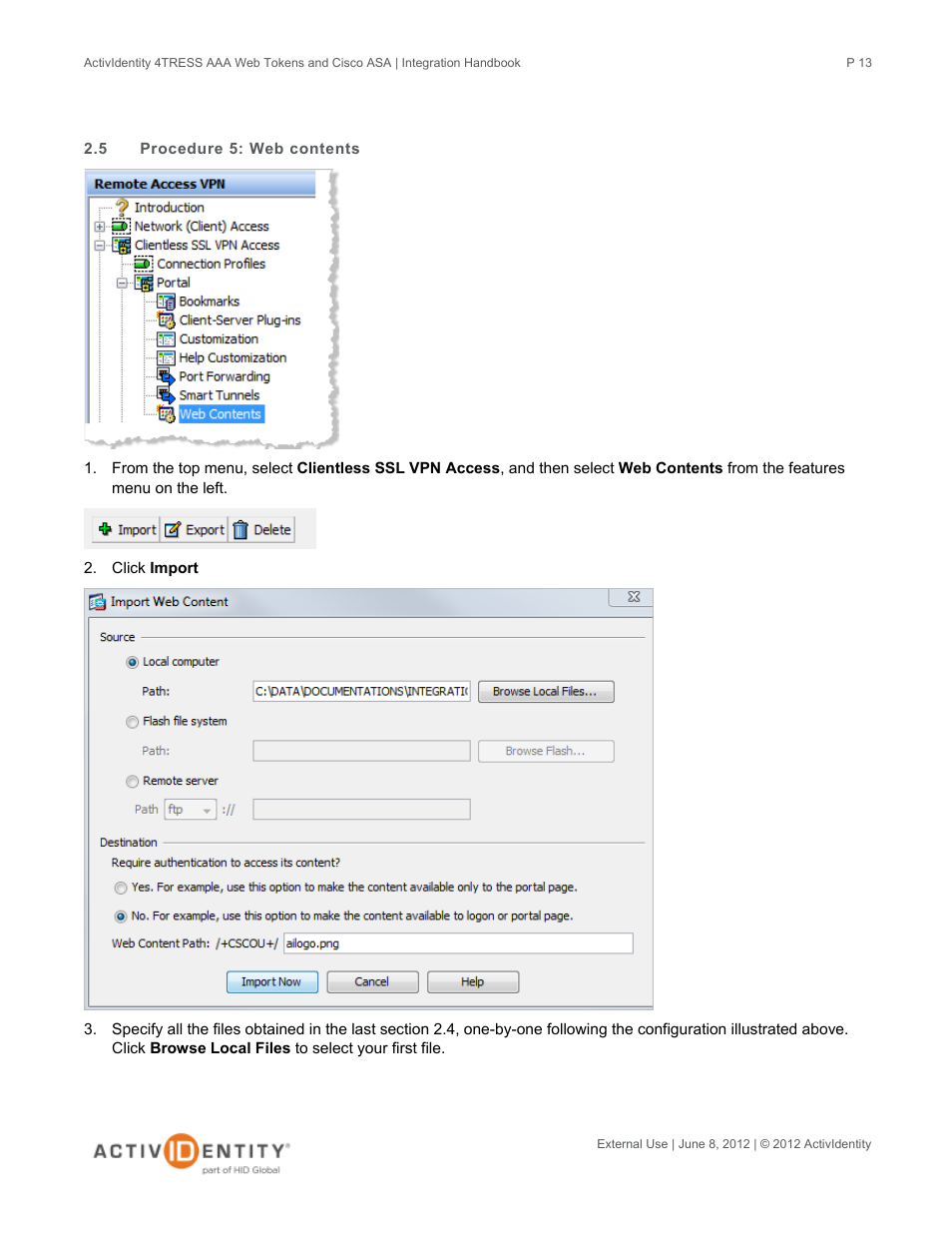 5 procedure 5: web contents, Procedure 5: web contents | HID Cisco ASA and 4TRESS AAA Server User Manual | Page 13 / 31