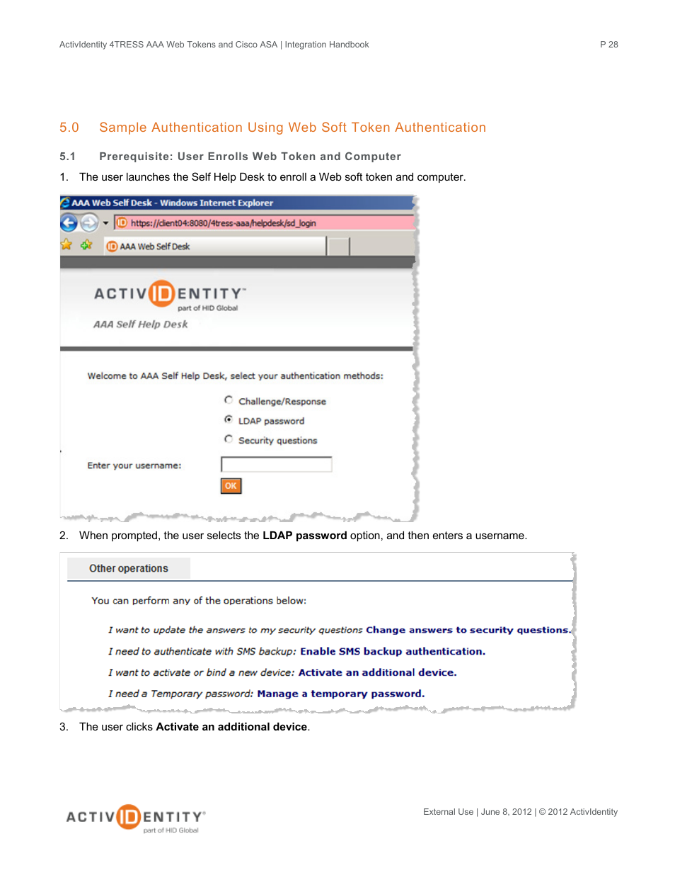 Prerequisite: user enrolls web token and computer | HID Cisco ASA and 4TRESS AAA Server User Manual | Page 28 / 31