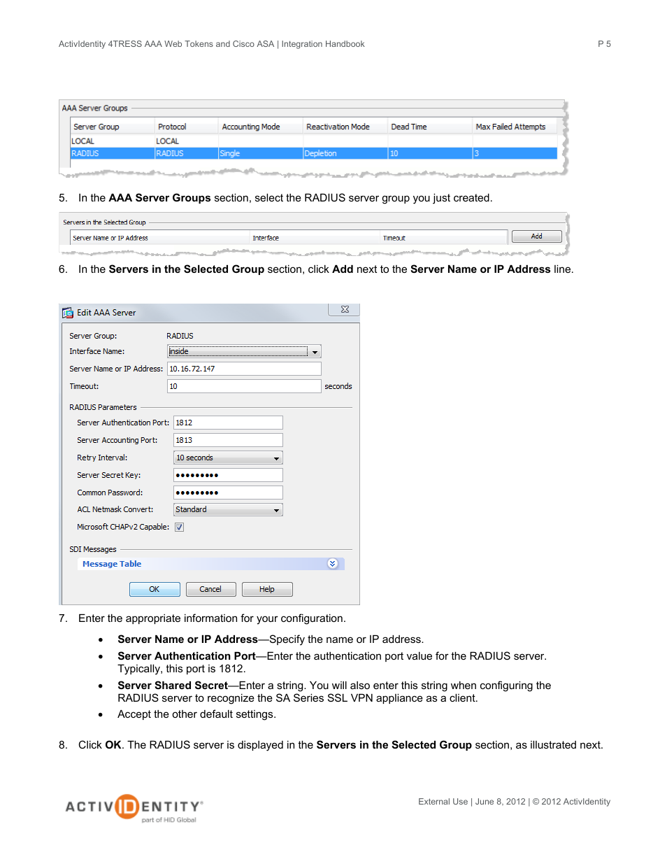 HID Cisco ASA and 4TRESS AAA Server User Manual | Page 5 / 31