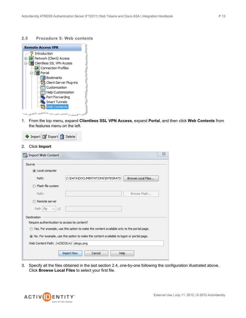5 procedure 5: web contents, Procedure 5: web contents | HID Cisco ASA and 4TRESS AS User Manual | Page 13 / 34