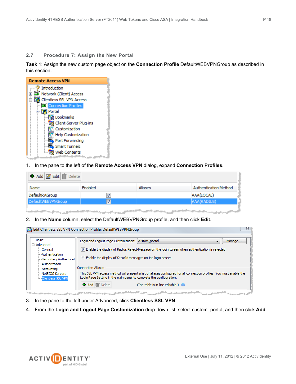 7 procedure 7: assign the new portal, Procedure 7: assign the new portal | HID Cisco ASA and 4TRESS AS User Manual | Page 18 / 34
