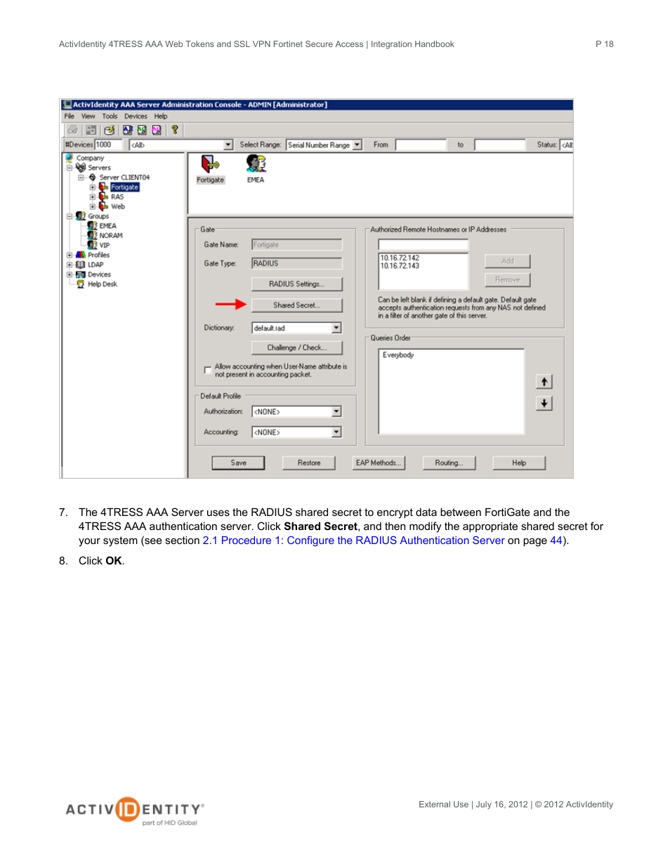HID Fortinet and AAA Server User Manual | Page 18 / 28