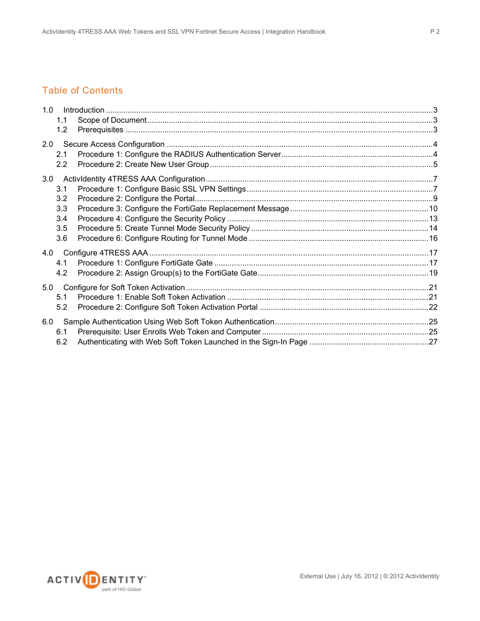 HID Fortinet and AAA Server User Manual | Page 2 / 28