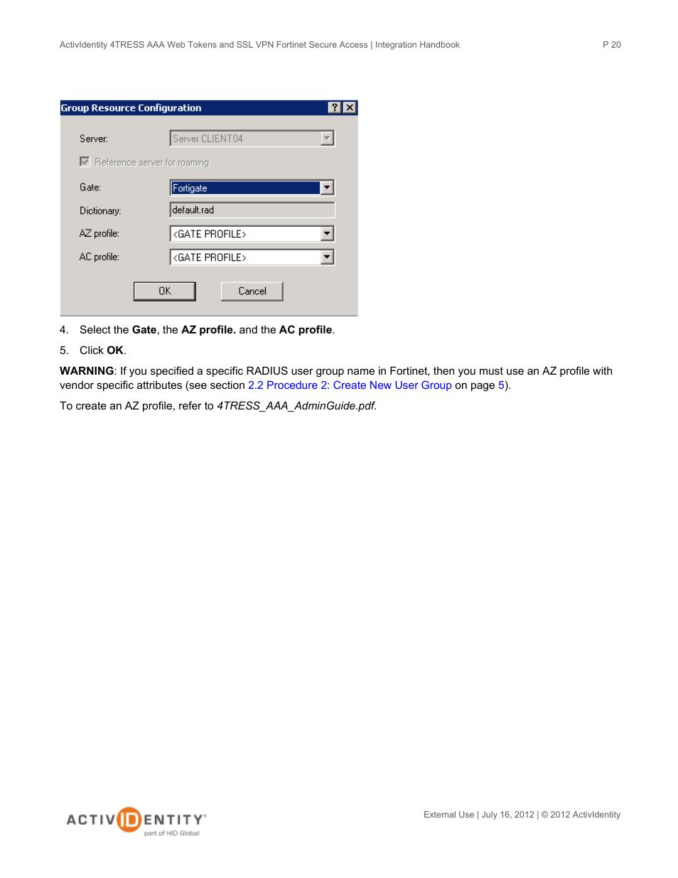 HID Fortinet and AAA Server User Manual | Page 20 / 28
