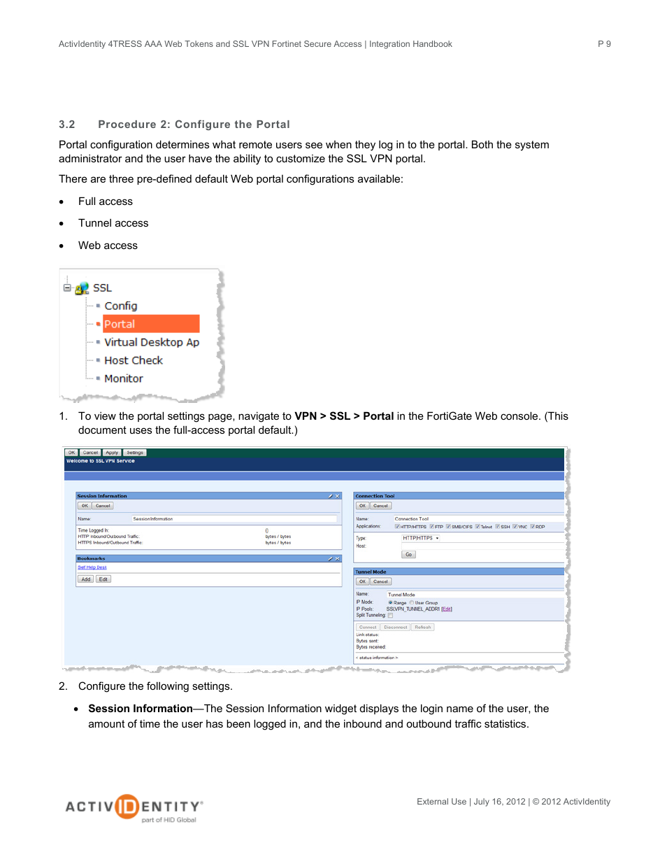 2 procedure 2: configure the portal, Procedure 2: configure the portal | HID Fortinet and AAA Server User Manual | Page 9 / 28
