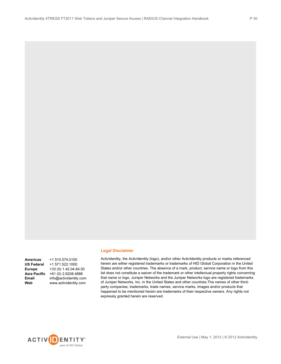 Legal disclaimer | HID Juniper and 4TRESS AS User Manual | Page 30 / 30