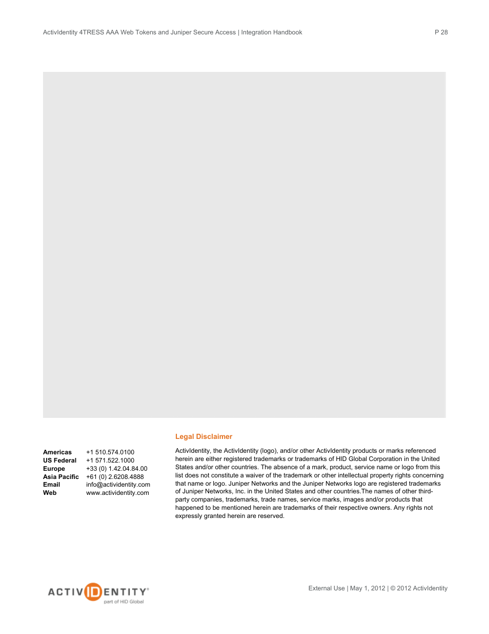 Legal disclaimer | HID Juniper and AAA Server User Manual | Page 28 / 28