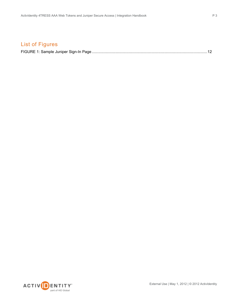 List of figures | HID Juniper and AAA Server User Manual | Page 3 / 28