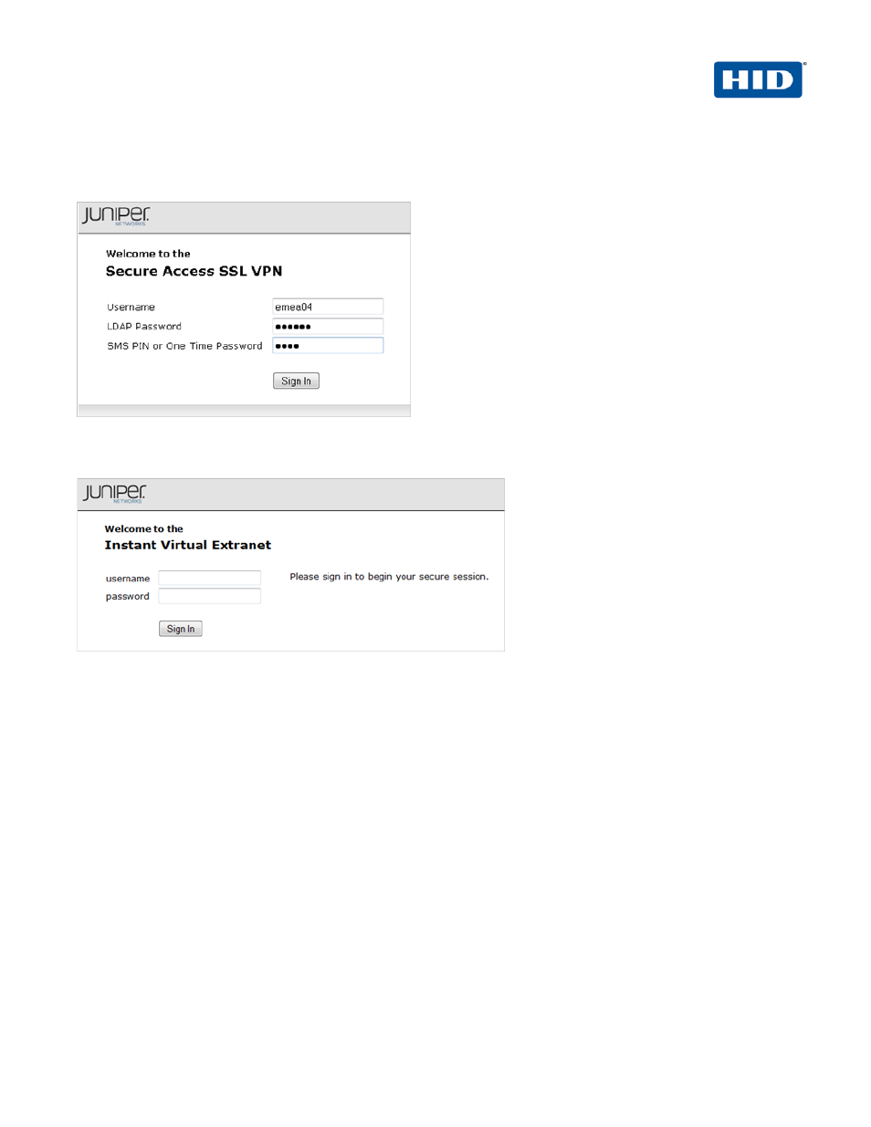 1 examples of custom sign-in pages | HID Juniper and ActivID AAA OOB User Manual | Page 15 / 27
