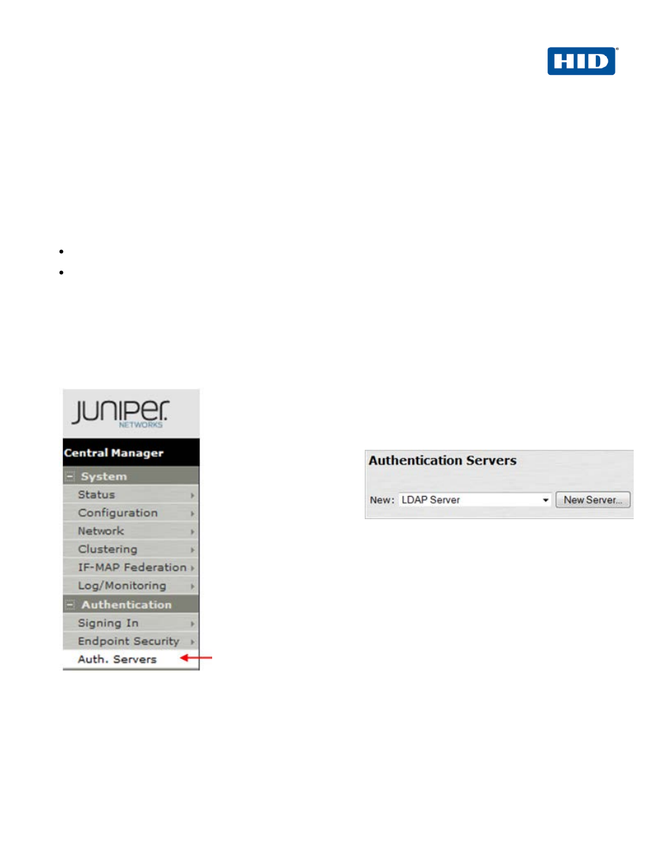 0 juniper secure access configuration, 1 procedure 1: create new ldap server instance, Juniper secure access configuration | Procedure 1: create new ldap server instance | HID Juniper and ActivID AS OOB User Manual | Page 5 / 30