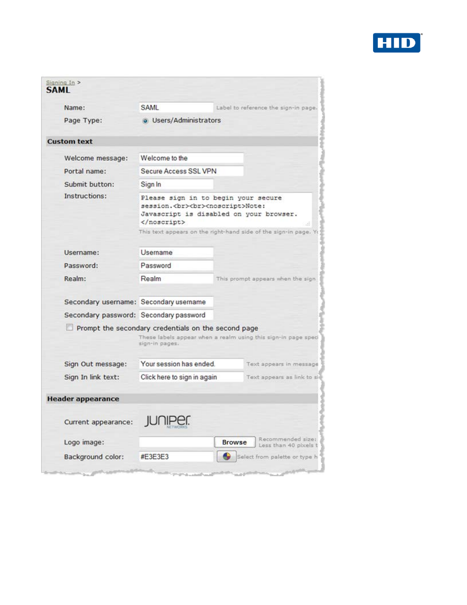 HID Juniper and ActivID AS SAML User Manual | Page 10 / 20