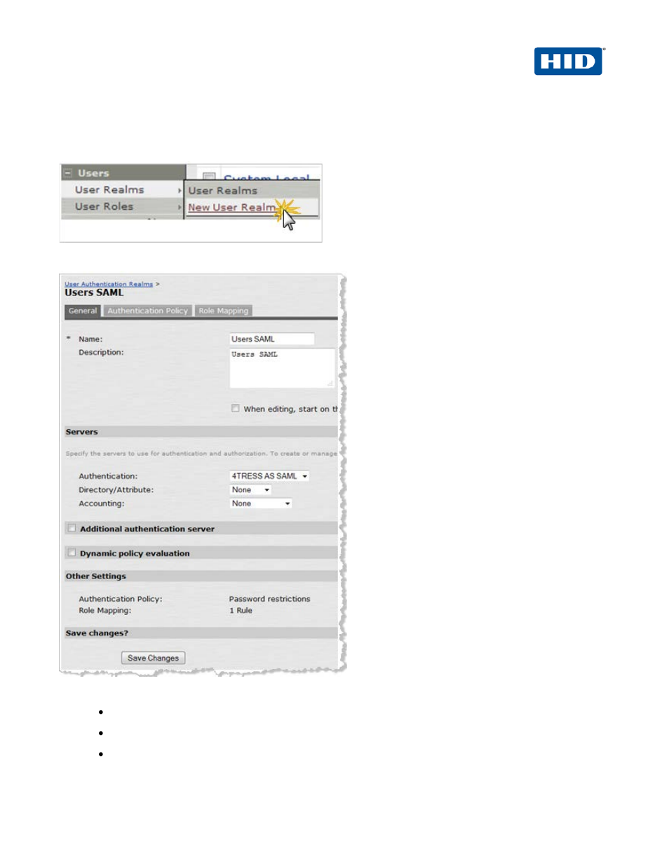 3 procedure 3: define juniper authentication realm, Procedure 3: define juniper authentication realm | HID Juniper and ActivID AS SAML User Manual | Page 8 / 20