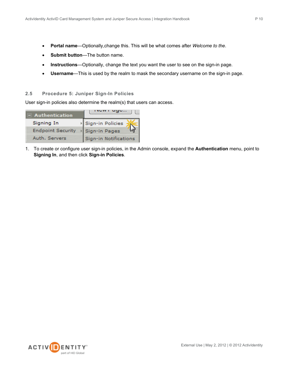 5 procedure 5: juniper sign-in policies, Procedure 5: juniper sign-in policies | HID Juniper and CMS User Manual | Page 10 / 15