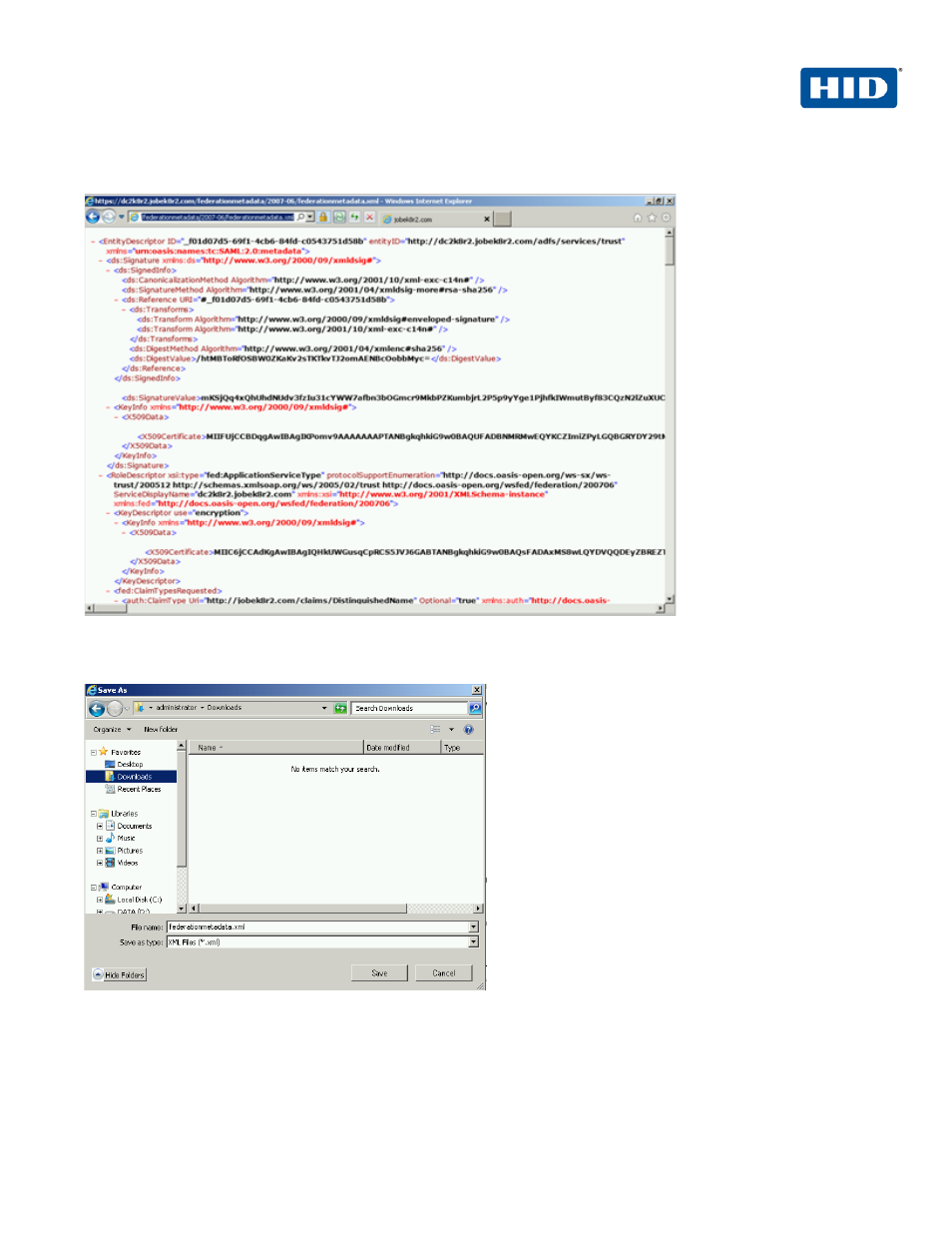 6 procedure 6: export adfs microsoft metadata, Procedure 6: export adfs microsoft metadata | HID Microsoft ADFS and ActivID AS using SAML User Manual | Page 17 / 31