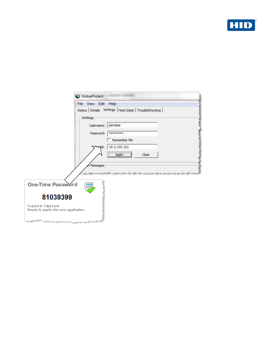 Sample authentication, 0 sample authentication | HID Palo Alto Networks and ActivID AAA User Manual | Page 24 / 26